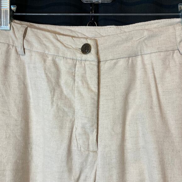 Cathy Daniels Linen Blend Beige Cream Capri High Rise Cropped Ankle Pants - Picture 5 of 11